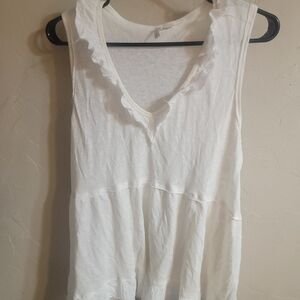 Cato White Ruffled Tank Top